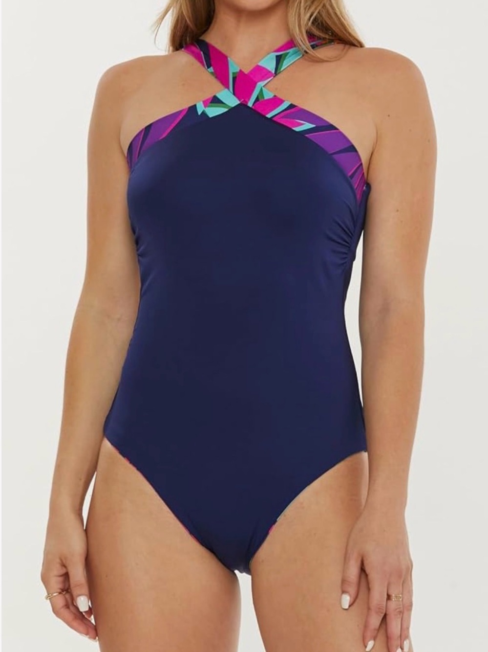 NWT Trina Turk Wailea Reversible One Piece Swimsuit Size 14 Tropical Print - Picture 10 of 11